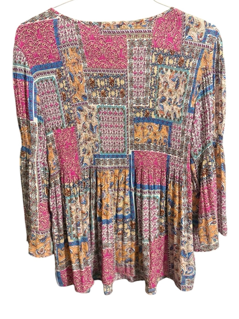 Bohemian Patchwork Peasant Blouse - Picture 2 of 5